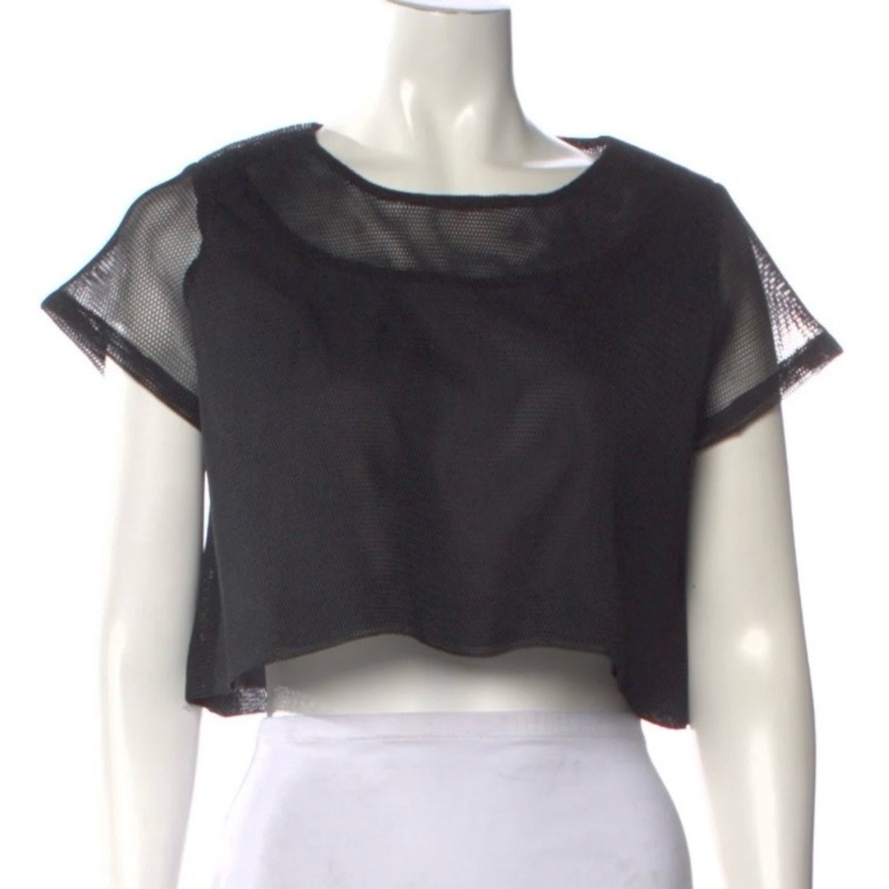 7115 By Szeki New York black sheer mesh cropped top Medium